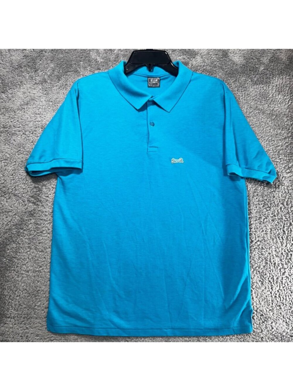 Le Tigre Polo Shirt Mens Large Turquoise Blue Vintage Made in USA Pique Knit L
